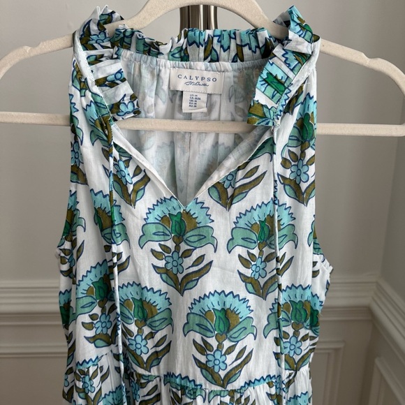 NWOT Calypso St. Barth Floral Sleeveless Dress in Blue, White and Green Size M - Picture 2 of 6
